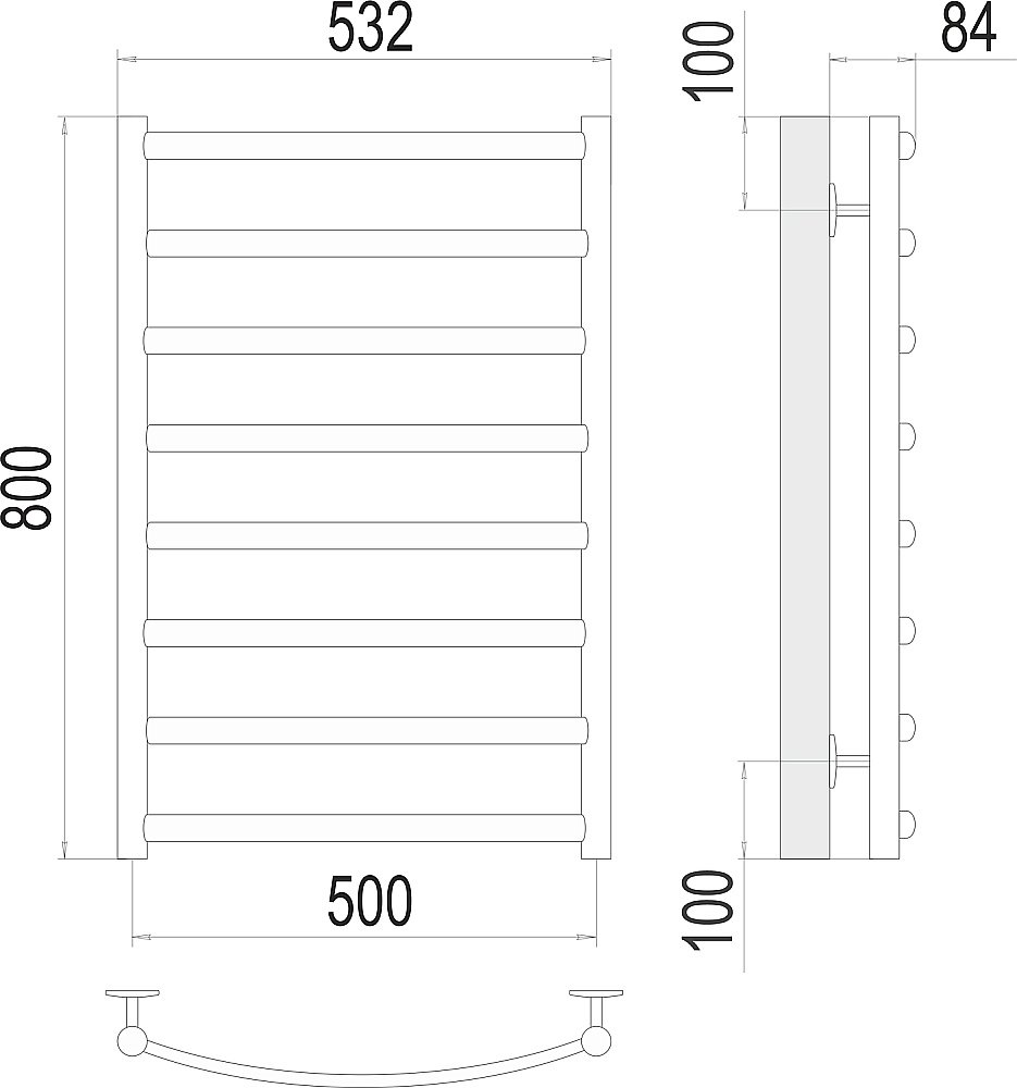 Полотенцесушитель водяной Terminus Атланта+ П8 500х800 купить в интернет-магазине сантехники Sanbest