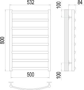 Полотенцесушитель водяной Terminus Атланта+ П8 500х800 купить в интернет-магазине сантехники Sanbest