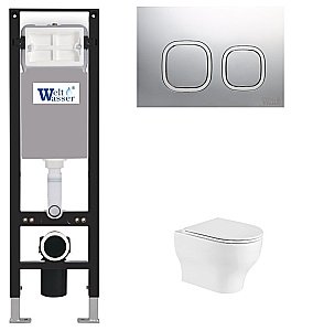 Унитаз с инсталляцией WeltWasser AMBERG 350 + ERLENBACH 004 GL-WT + AMBERG RD-MT CR белый/кнопка матовый хром купить в интернет-магазине Sanbest