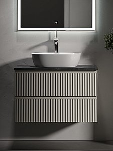 Тумба с раковиной Sancos SNOB R 80 со столешницей, бежевая матовая для ванной в интернет-магазине Sanbest