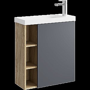 Тумба с раковиной Aqwella Alba 60 корпус дуб давос/фасад серый для ванной в интернет-магазине Sanbest