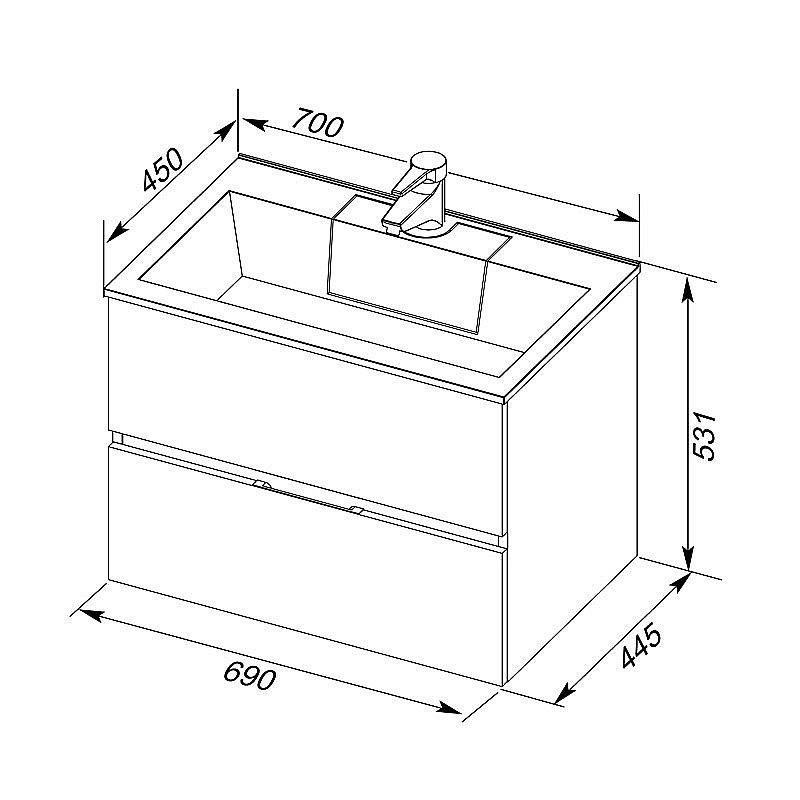 Тумба с раковиной Aquanet Алвита 70 серый антрацит для ванной в интернет-магазине Sanbest
