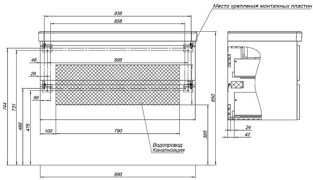 Тумба с раковиной Aquanet Вега 100 черная матовая для ванной в интернет-магазине Sanbest