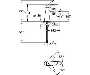 Смеситель для раковины Grohe Eurodisc Cosmopolitan 23449002 купить в интернет-магазине сантехники Sanbest