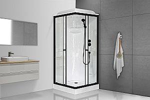 Душевая кабина Royal Bath RB 90HP1-T-BL 90x90 стекло прозрачное/профиль черный купить в интернет-магазине Sanbest
