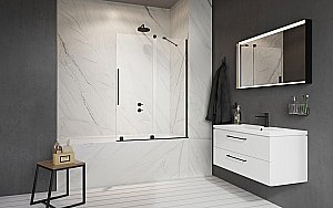 Шторка для ванны Radaway Furo Black PND II 170 стекло прозрачное/профиль черный матовый купить в интернет-магазине Sanbest