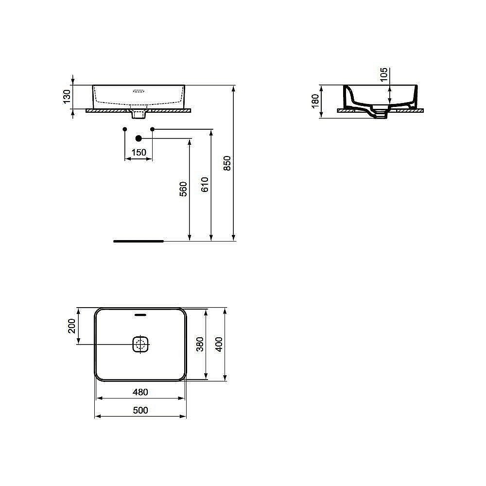 Раковина накладная Ideal Standard Strada II 50 T296501 белая купить в интернет-магазине Sanbest