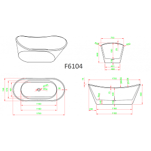 Ванна отдельностоящая Frank F6104 170x75 White/Red купить в интернет-магазине Sanbest