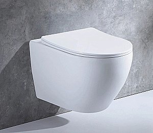 Унитаз подвесной Ceramalux CL2196-1 белый, безободковый, с крышкой микролифт купить в интернет-магазине Sanbest