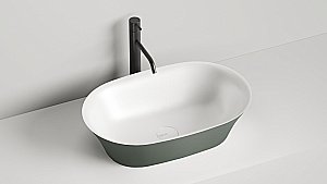 Раковина накладная Salini Mona 110821MRH 60 из искусственного камня S-Stone, белая матовая, цвет по RAL снаружи купить в интернет-магазине Sanbest