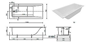 Ванна Taliente Egoista Stretto EG2317070-1Stretto 170х70 белая купить в интернет-магазине Sanbest
