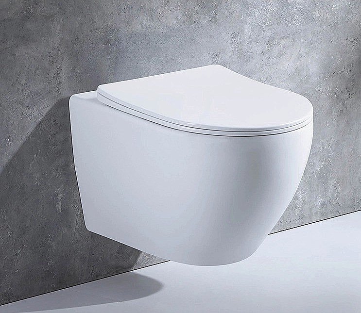 Унитаз подвесной Ceramalux CL2196-1 белый, безободковый, с крышкой микролифт купить в интернет-магазине Sanbest