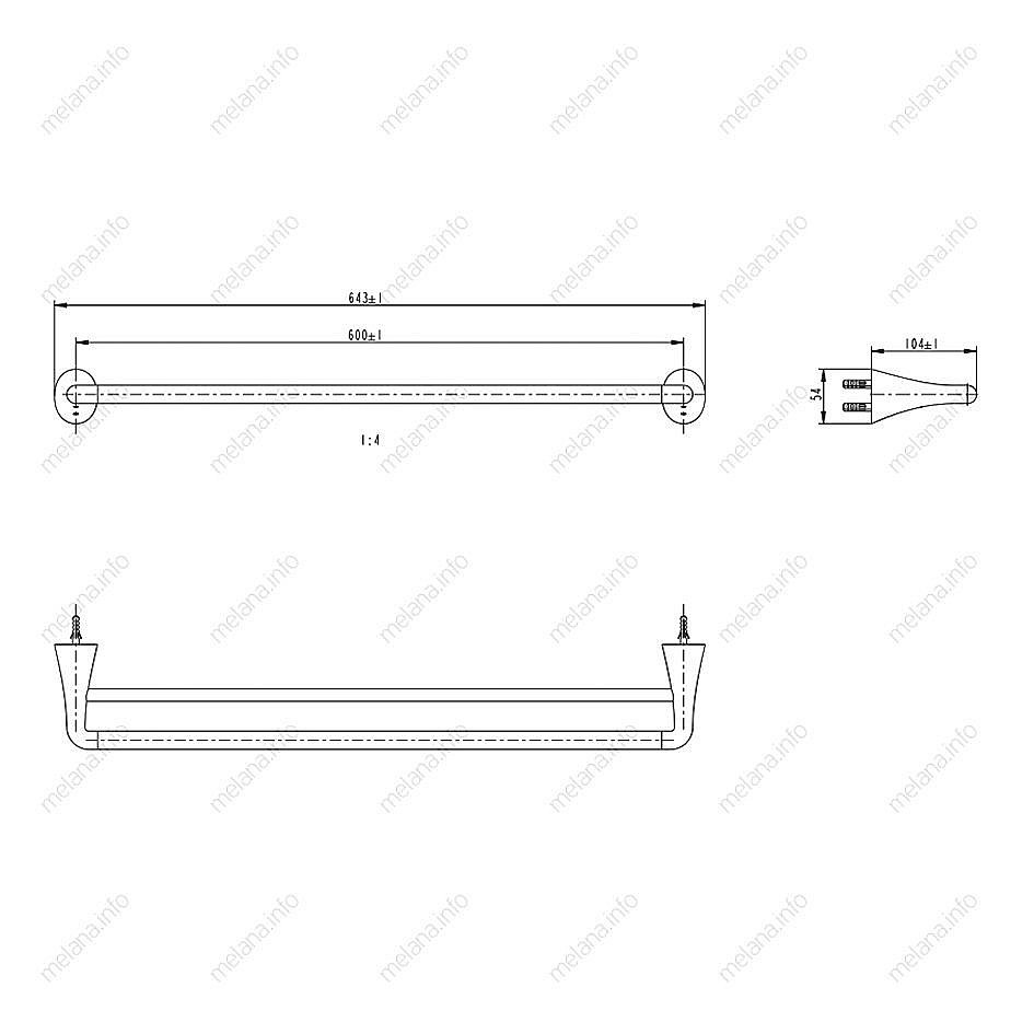 Полотенцедержатель Melana MLN-803002 цинк сатин купить в интернет-магазине сантехники Sanbest