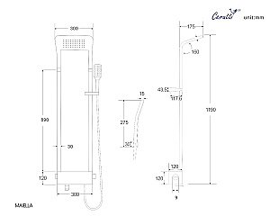 Душевая панель CeruttiSpa MAIELLA B CT8985 черная купить в интернет-магазине сантехники Sanbest