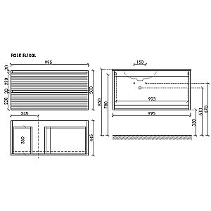 Тумба с раковиной Sancos Folk 100 FL100 Grey soft левая/правая для ванной в интернет-магазине Sanbest