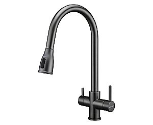 Смеситель для кухни Paulmark Lange La214212-GM вороненая сталь купить в интернет-магазине сантехники Sanbest
