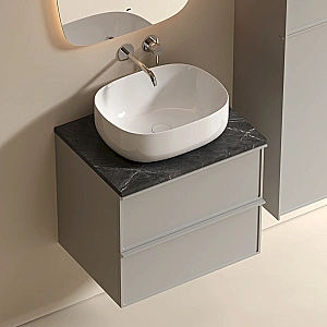 Тумба с раковиной и столешницей Sancos Velta 60 VL60WG+CN6018 теплый серый матовый/раковина белая для ванной в интернет-магазине Sanbest