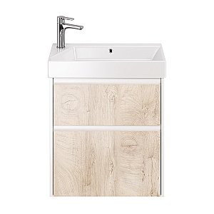 Тумба с  раковиной подвесная/напольная Dreja SLIM 65 белый глянец/дуб кантри для ванной в интернет-магазине Sanbest