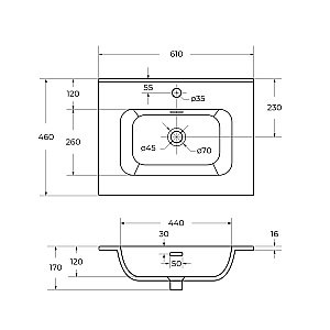 Тумба с раковиной Cezares DUET-N 60 DUET-N-600-2C-SO-BL+CZR-8095-60 Bianco Lucido для ванной в интернет-магазине Sanbest