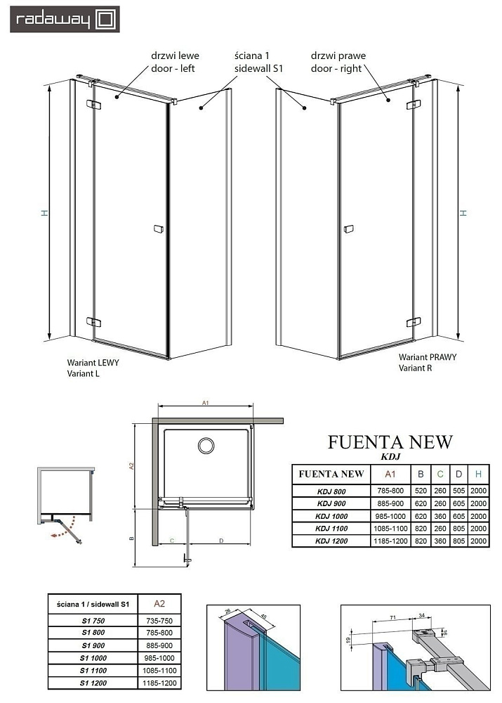 Душевой уголок Radaway Fuenta New KDJ+S 90х80 купить в интернет-магазине Sanbest