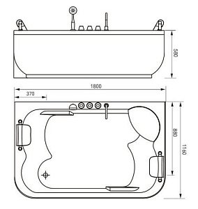 Гидромассажная ванна Gemy G9085 B L 180x116 купить в интернет-магазине Sanbest