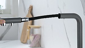 Смеситель для кухни Paulmark Serpentine Se213222-GRM серый металлик купить в интернет-магазине сантехники Sanbest