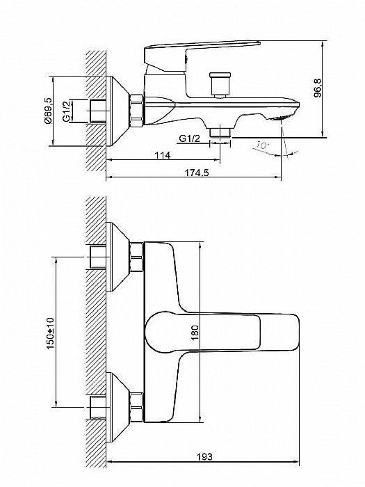 Смеситель для ванны Agger Clean A2410000 купить в интернет-магазине сантехники Sanbest