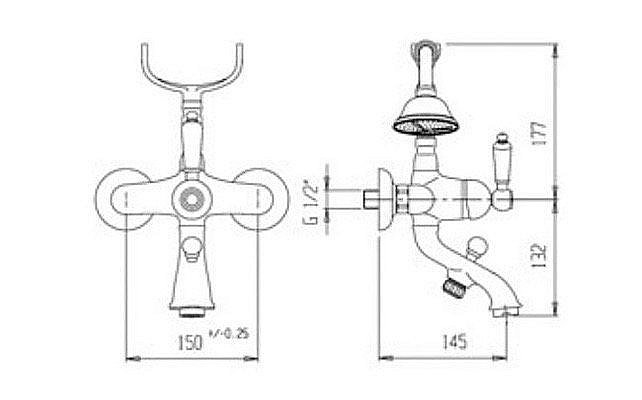 Смеситель для ванны Caprigo Antique-Swarovski 04S-011-ORO купить в интернет-магазине сантехники Sanbest