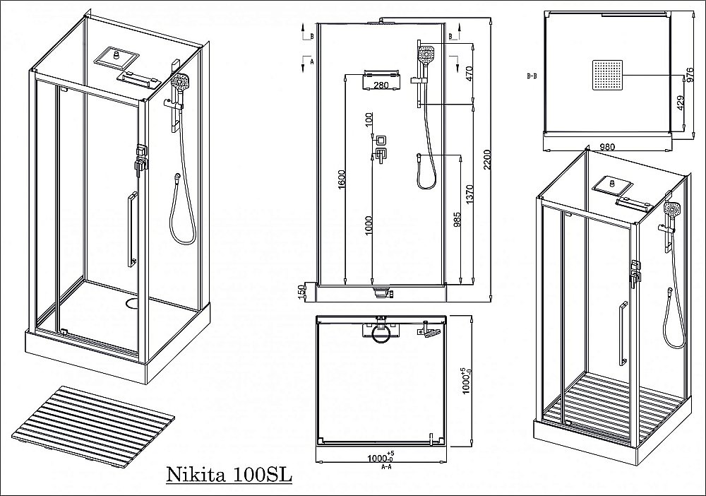 Душевая кабина Acquazzone Nikita 100SL 100х100 купить в интернет-магазине Sanbest