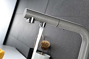 Смеситель для кухни Paulmark Serpentine Se213222-GR серый купить в интернет-магазине сантехники Sanbest