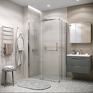Душевой уголок Grossman Pragma 120.K33.03.1280.10.02 120x80 стекло шиншилла/профиль хром купить в интернет-магазине Sanbest