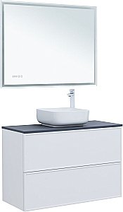 Тумба с раковиной Aquanet Арт 100 белая матовая для ванной в интернет-магазине Sanbest