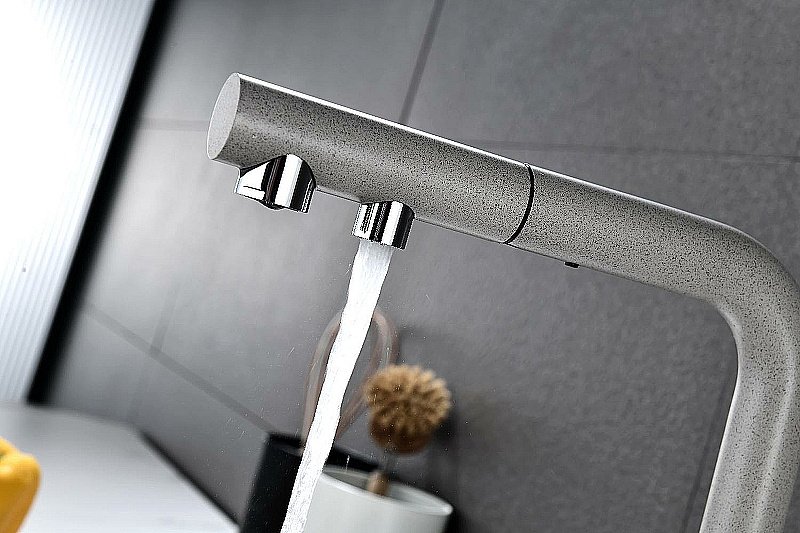 Смеситель для кухни Paulmark Serpentine Se213222-GR серый купить в интернет-магазине сантехники Sanbest