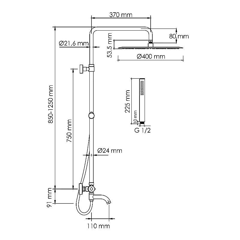 Душевая система WasserKraft SET2743 Thermo хром купить в интернет-магазине сантехники Sanbest