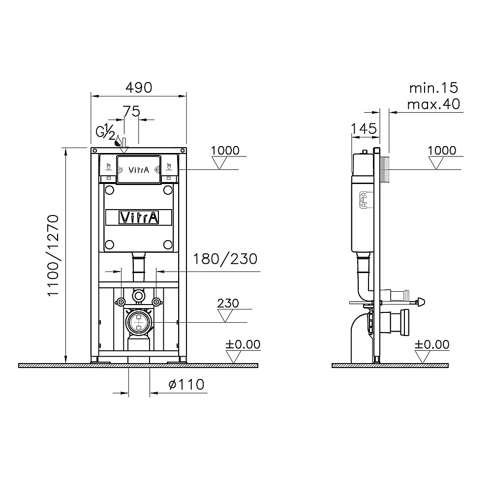 Унитаз Vitra METROPOLE 9820B003-7201 безободковый, с инсталляцией, с крышкой микролифт купить в интернет-магазине Sanbest