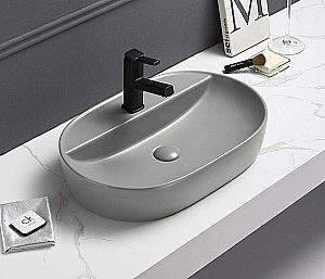 Раковина накладная Gid Geometrico 61 Gm1346 53341 серая матовая купить в интернет-магазине Sanbest