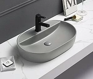 Раковина накладная Gid Geometrico 61 Gm1346 53341 серая матовая купить в интернет-магазине Sanbest