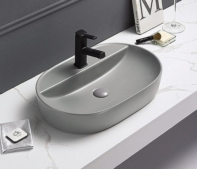 Раковина накладная Gid Geometrico 61 Gm1346 53341 серая матовая купить в интернет-магазине Sanbest