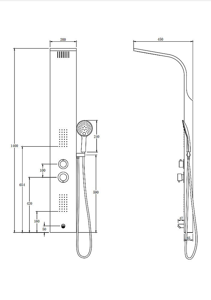 Душевая панель Taliente TA-G-S01C+s стальная/хром купить в интернет-магазине сантехники Sanbest