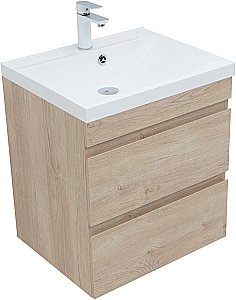 Тумба с раковиной Aquanet Нота New 334197 60 дуб светлый для ванной в интернет-магазине Sanbest