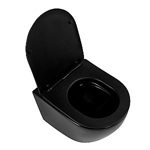 Унитаз подвесной Art&Max OVALE AM011CHR-MB/SC черный матовый, с сиденьем микролифт, безободковый купить в интернет-магазине Sanbest