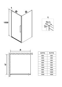 Душевой уголок Niagara Nova NG-85-9AB/NG-A100B-34 90х100 стекло прозрачное/профиль черный матовый купить в интернет-магазине Sanbest