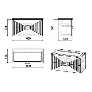 Тумба с раковиной подвесная Grossman ЛУКСОР 100 с 2-я ящ, графит матовая для ванной в интернет-магазине Sanbest