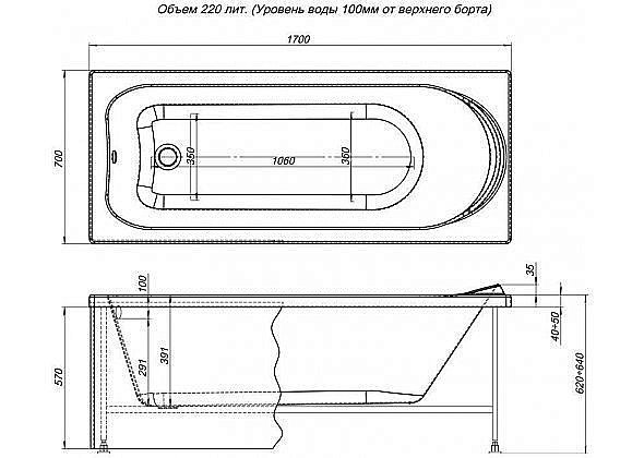 Акриловая ванна Aquanet Nord NEW 170x70 242400 с к/с купить в интернет-магазине Sanbest