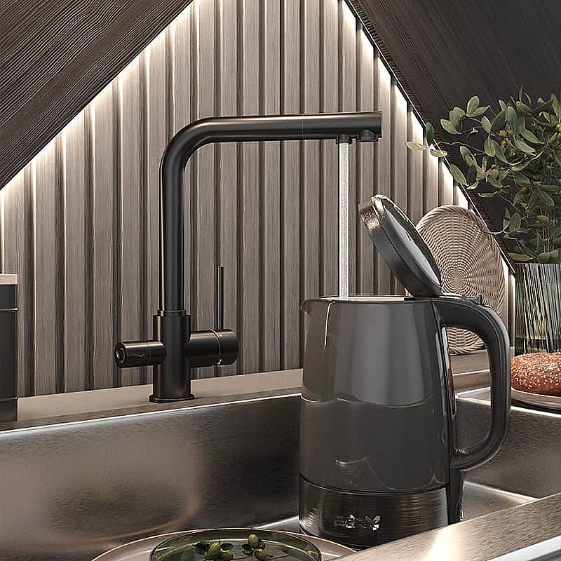 Смеситель для кухни Elghansa Kitchen Pure Water 56A5216-Black черный купить в интернет-магазине сантехники Sanbest