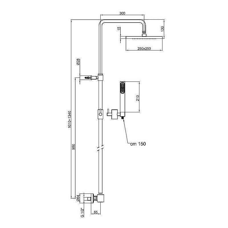 Душевая система Webert Azeta AA980507015METAL купить в интернет-магазине сантехники Sanbest