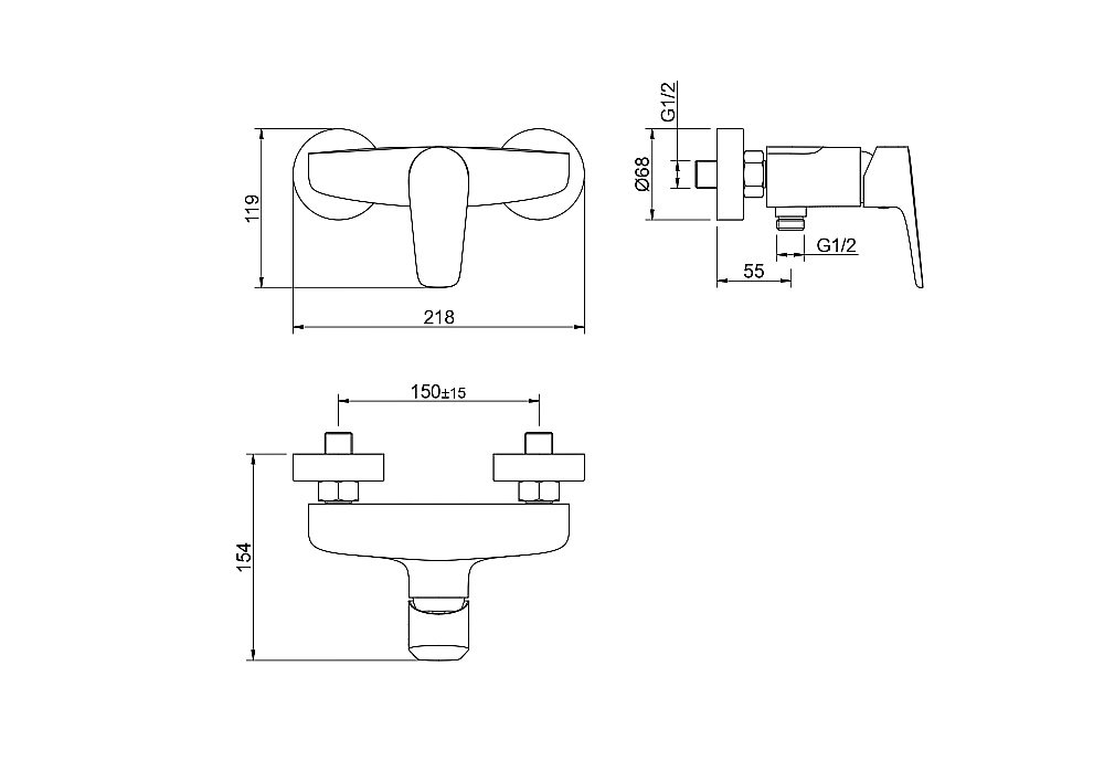 Cмеситель для душа Aquatek Бетта AQ1160BGM оружейная сталь купить в интернет-магазине сантехники Sanbest