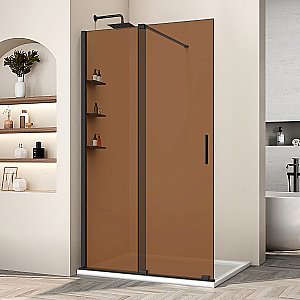Душевая перегородка Vincea Walk-In VSW-1WSL120GSB 120 профиль черный матовый/стекло янтарь купить в интернет-магазине Sanbest