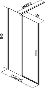Душевая дверь Aquanet Cinetic AE12-N-120H190U-CT 120 стекло прозрачное/профиль хром купить в интернет-магазине Sanbest