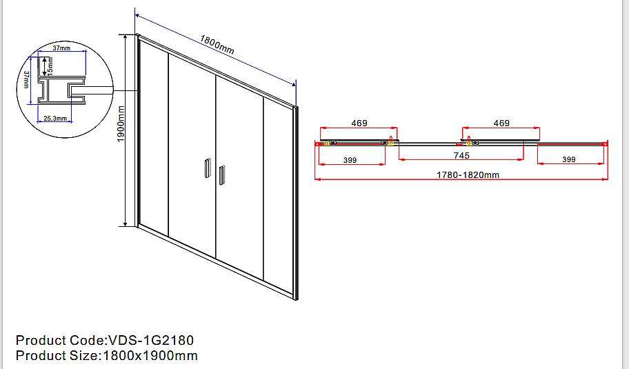 Душевая дверь Vincea GARDA VDS-1G2 180 хром/прозрачное купить в интернет-магазине Sanbest